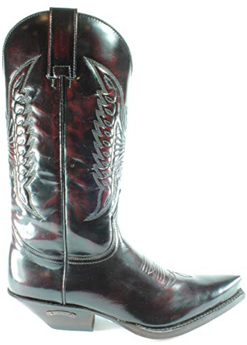 Sendra Boots 2073 Cuervo Florentic Bordeaux Donna Uomo Stivali A Punta Western Cowboy Fatto A Mano Punta Suola Cuoio Tacco Inclinato Vera Pelle Lucida (numeric_44)