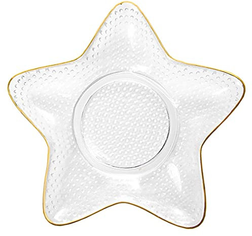DOITOOL Sternförmige Glasschale für Süßigkeiten, Obst, Salat, Vorspeisen, Teller, Snackschale, Servierplatte für Küche