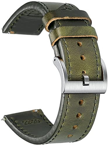 Pulseras 20mm, correa cuero Horween Vintage, recambio rápido para relojes tradicionales o inteligentes, hombre o mujer