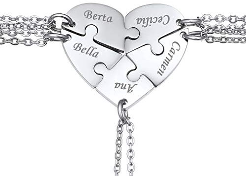 5 Name Necklace Pesronalised Heart Pendant for Women Girls Mum Custom Jewelry Gifts