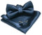 JEMYGINS Herren Fliege navy4 Satin Fliege und Einstecktuch mit Manschettenknöpfe Sets