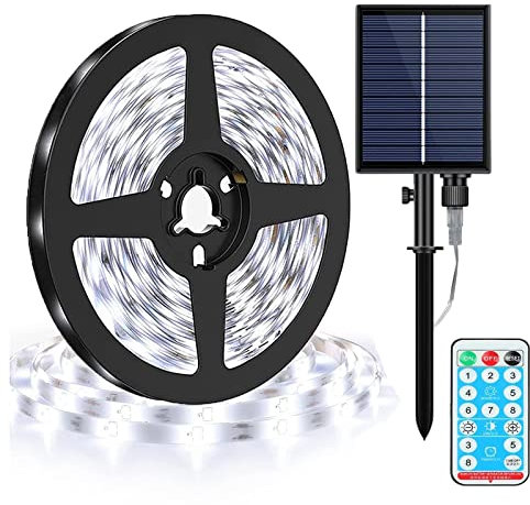 KINGCOO 240LED Bande Lumineuse, Imperproof 10M Flexible Décoratif Solaire Ruban LED Guirlande Lumières Lampe de Nuit pour Jardin Piscine Maison Mariage Noël Intérieur Extérieur Éclairage (Blanc)