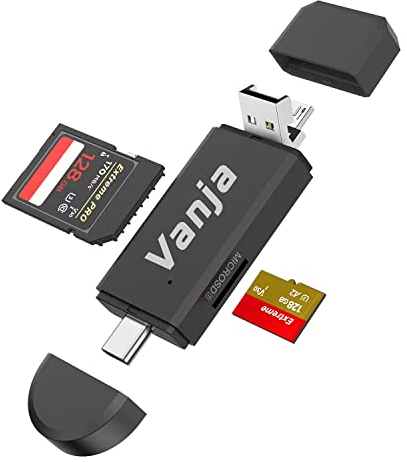 Vanja SD Kartenleser, USB 2.0/Micro USB und Type C OTG Adapter für SDXC, SDHC, SD, MMC und UHS-I Karten