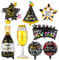 HOWAF 8 Stück Silvester Deko 2025 Luftballons Neujahr Deko 2025, Silvester Luftballons Folienballon Neujahr Ballons Happy New Year Helium Ballons Schwarz Gold für Silvesterparty Silvesterdekoration