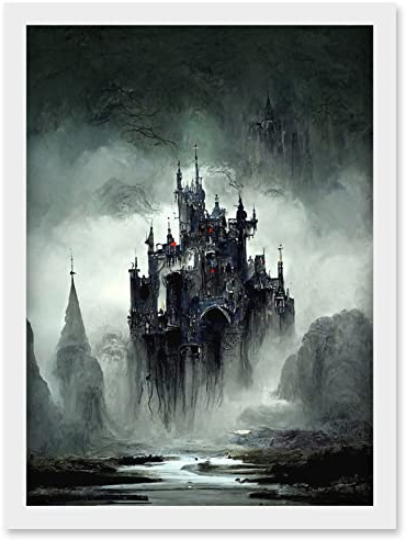 Doppelganger33 LTD Dark Gothic Castle Fantasy Landscape Artwork Framed Wall Art Print A4