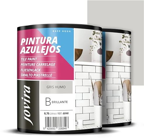 JOVIRA PINTURAS Vernice Per Piastrelle 1,5 Litri | a Base d'acqua. Date un nuovo look alla vostra cucina e al vostro bagno. (2x750, Grigio Humo). C-5-2