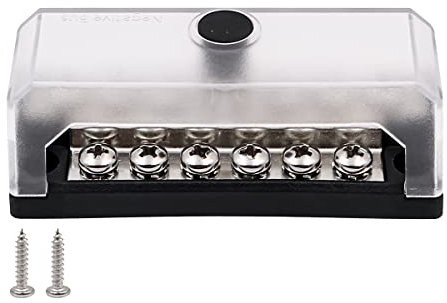 NUZAMAS 12 Terminals Bus Bar,32V, 100A, Power Distribution Block Brass Battery Terminal Junction for Car Vehicle Rv Truck Marine Boat Audio Amplifier and More