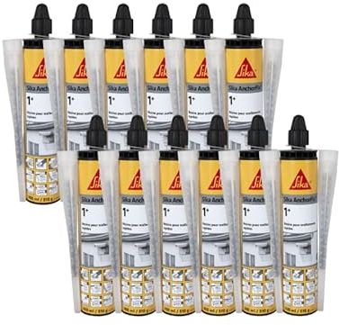 Lot de 12 résines de scellement chimique rapide SIKA Anchorfix-1 Plus - Ton pierre - 300ml