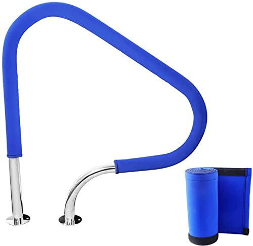 Escalera de mano para piscina de acero inoxidable premium para piscinas enterradas, pasamanos de seguridad para piscina con base de montaje rápido, mide 31 x 31 pulgadas, soporta hasta 250 libras, j