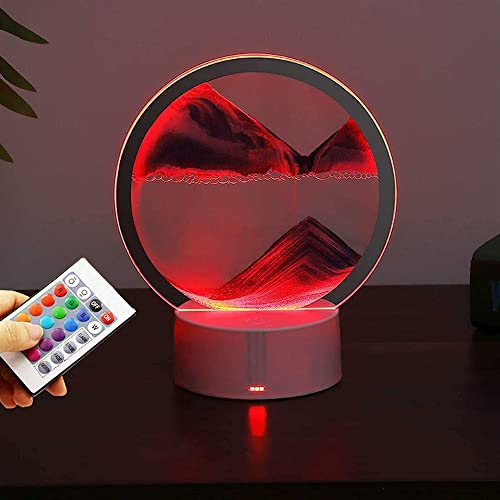 BOENMO Demiawaking Peinture De Sable Qui Coule Lampe, Sable Dynamique Art, Cadre Sable Mouvant en Verre De Paysage Naturel 3D, Sablier Liquide, Déco Maison Lampe, Travail Décor 3.13 (Color : Rouge C)