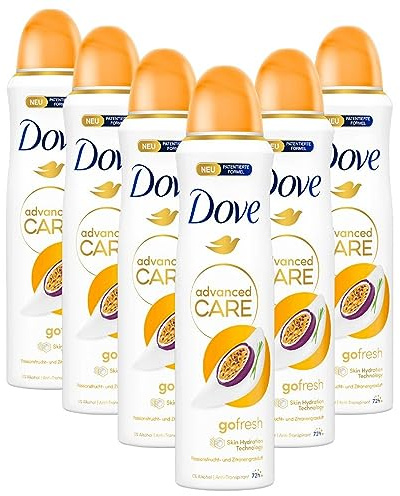 Dove Advanced Care Anti-Transpirant Deo-Spray go fresh Passionsfrucht- und Zitronengrasduft mit Skin Hydration Technology 150 ml 6 Stück