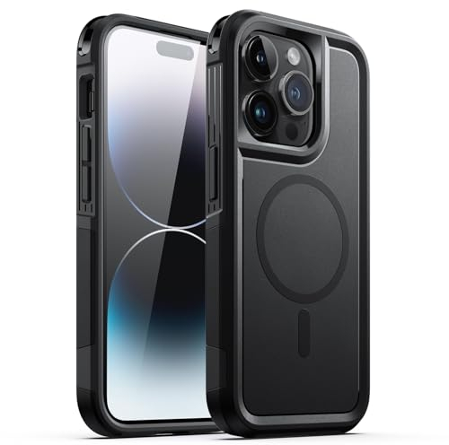 JETech Case for iPhone 14 Pro Max 6.7-Inch Compatible with MagSafe, Heavy Duty Dual-Layer Rugged Protection, Shockproof Protective Tough Phone Magnetic Cover (Black)