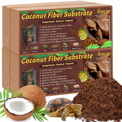 Legigo 4 Pack Compressed Coconut Fiber Substrate - 100% Organic Coconut Fiber Brick Bedding for Reptiles, Natural Coco Husk Substrate Terrarium Bedding for Snake, Hermit Crabs, Frogs, Tortoise, Gecko