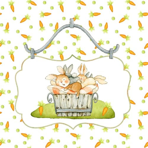 20 Servietten Ostern Hasen lieben Karotten als Tischdeko. Papierservietten mit Motiv. Auch für Decoupage und Serviettentechnik 33x33cm