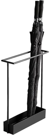 MMOU Portaombrelli Design Moderno Porta Ombrelli Metallo da Interno Esterno Gancetti E Vaschetta Scolapioggia Contenitore Ombrelli Rettangolare