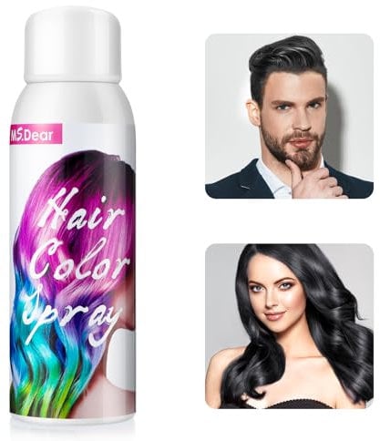 Schwarz Haarfarbspray, Temporäres Gefärbtes Haarspray, Auswaschbares Einmal-Haarfarbspray Für Party Kostümfest Cosplay Halloween, Schnelle Färbung, Geeignet Für Kindern Und Erwachsenen-100ml