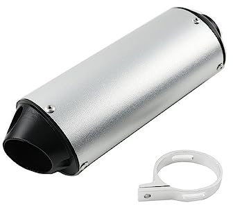 Motorräder Auspuffanlage 28MM 32MM 38MM Für 110 125 150CC Dirt Pit Bike ATV Motorrad Auspuff Escape Moto Endrohr Für YAMAHA Für KAWASAKI Auspuff für Motorräder(White38)