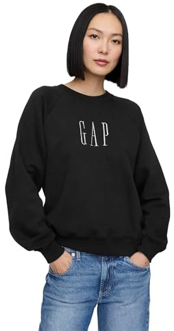 GAP Damen Logo Raglan Crewneck Sweatshirt, true black, S