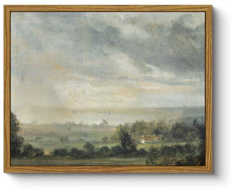ARPEOTCY Leinwand Bilder mit Rahmen, Vintage Wandbilder, Klassisch Wand Deko Wohnzimmer Schlafzimmer Badezimmer Küche, Bauernhaus Zimmer Deko Aesthetic, Landschaft Painting, 20x25cm, klein