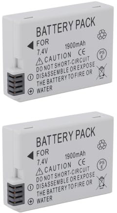Batteria di Ricambio LP E8, Batteria Sostitutiva da 2 Pacchi da 1900 MAh, Batteria Ricaricabile Agli Ioni di Litio da 7,4 V per Fotocamera T3i T2i T4i T5i 600D 550D 650D 700D