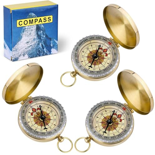 3 Stück Kompass Outdoor: Wasserdicht Kompass, Kompass Wandern Portable mit Leuchtziffern, Clamshell Kompass, Navigation Kompass, Tragbare Kompass für Wandern, Camping und Andere Aktivitäten