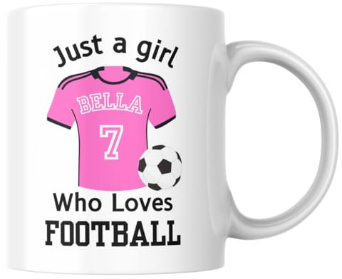 Personalised Football Mug for Kids, Just a girl who loves Football mug, Personalised Football Jersey Shirt Mug, personalised gift, Birthday gift