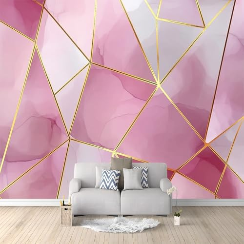 Carta Da Parati Soggiorno Marmo Geometrico Rosa 200x140 cm Fotomurali Moda Decorazione da Muro Poster Carta per pareti 3D, per Camera Letto Ufficio Cameretta Bambini