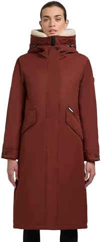 khujo Damen Wintermantel warmer Parka mit weichem Teddyfleece an der Kapuze, Taillenzugband und magnetischer Abdeckleiste Agneta-YM XS-XXL