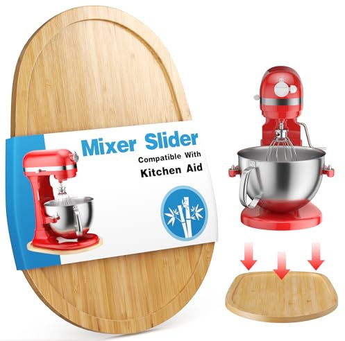 GuanQiao Food-Grade Bamboo Mixer Slider: For KitchenAid 5-8 Qt Bowl Lift Stand Mixer. Appliance Sliding Mat For Artisan, Kitchen Countertop Storage Accessories (Moving Tray)