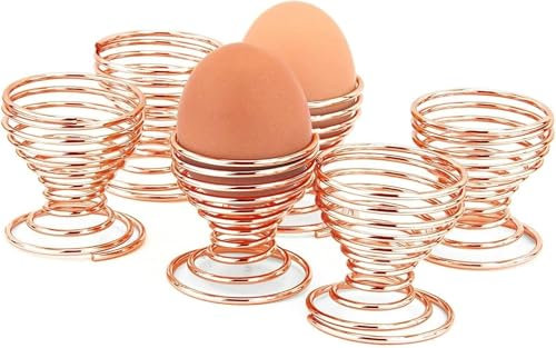 VIVAAS 6 X Copper Spiral Wire Boiled Egg Holder Serving Cups Sponge Holders Spring for Home Kitchen Ideal for Restaurant, Kitchen, Dining Room and Other Places Need to Place Eggs Or Duck Eggs