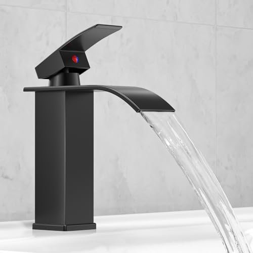 Rubinetto Bagno Lavabo a Cascata,Miscelatore Lavabo Bagno,Miscelatore per bagno in ottone e acciaio inox, cromato (incl. tubo da 60 cm)