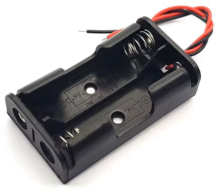 CABLEPELADO Porta batteria piatta | Supporto batteria AA | Include cavo da 200 mm | Tensione totale: 3 V (1,5 V per batteria) | Adatto per 2 batterie