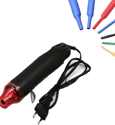 Mini pistola de aire caliente con 164 tubos termorrectráctiles, enchufe europeo 220V. Pistola de calor para resina epoxi o manualidades y bricolaje. Potencia y seguridad y calentamiento rápido