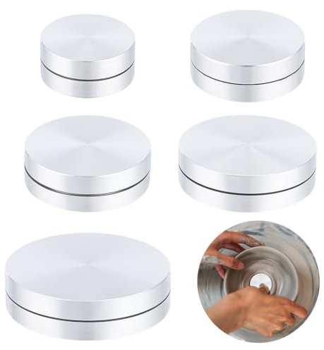 UNICRAFTALE 5pcs 5 styles Plateau Tournant Rond Aluminium Plateau de Table en Céramique Argile Poterie Lancer Coupe Outil de Tournage Support de Cuisson Outils de Plateau Tournant pour Potiers Argile