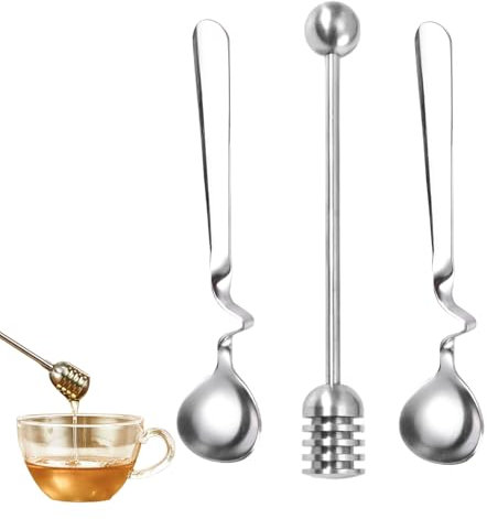 FortuneGlobe cucchiaio di miele Cucchiaio di marmellata in acciaio inox 3pcs,Agitatore In Acciaio Inox Per Marmellata, Yogurt, Miele, Sciroppo
