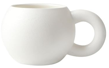 MKEMQXBEP Fat Big Ear Mugs Coffee Cups Ceramic Planet Shape Breakfast Milk Juice Tea Handle Cup(White 1PC)