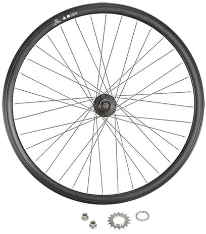 cyclingcolors 1x Fahrrad Hinterrad Felge Komplette Rand Radius Nabe für Fixie-Fahrrad Singlespeed Größe 700 (17-622) TubeType Festes Kettenrad 16 Zähne Flip Flop Aluminium Schwarz