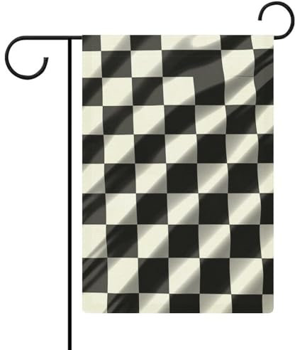 Drapeau à damier noir et blanc - Drapeau de jardin - Maison - Panneau de bienvenue - Bannière double face - Petits drapeaux personnalisés pour piscine, cour, extérieur - Décoration murale - 32,6 x