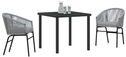 vidaXL Garten Essgruppe 3 pcs Anthrazit Pulverbeschichteter Stahl, Garten- und Terrasse-Esszimmer-Set, Moderne rechteckige Gartenmöbel, UV-beständige Materialien, wasserabweisendes Design