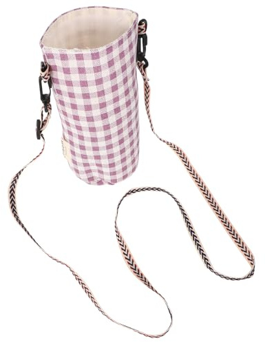 MAGICLULU Insulated Cotton Linen Water Bottle Carrier Bag Adjustable Crossbody Strap Versatile Handbag for Outdoor Travel Office Stylish Milk Tea Heat Preservation Sleeve