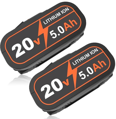 2X 5000mAh WA3644 WA3645 Remplacement Remplacement pour Worx Batterie 20V WA3645 WA3553 WA3556 WA3641 WA3605 WA3551 WA3572 WA3644 WA3645 WA3648 Batterie avec indicateur LED