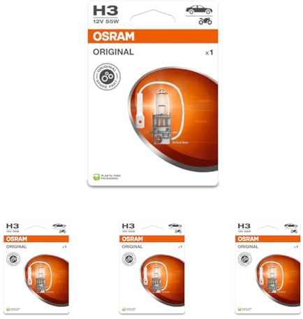 Osram H3 Glühlampe Fernscheinwerfer 55W Fernlicht Birne 64151-1BL (Packung mit 4)