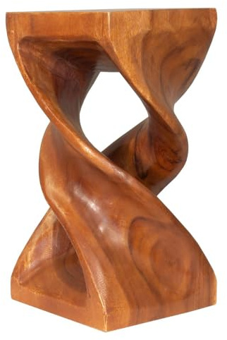 Oriental Galerie Hocker Holz gedreht Blumenhocker Sockel Ständer Blumenständer Holzhocker Pflanzenständer Holzblock Akazie 40 cm Hellbraun