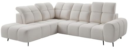 MW EURO-MEBLE Ecksofa Sergio L - Wohnlandschaft, Polstersofa, Polstercouch (Linke Seite - Creme: Raven 22)