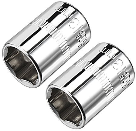 Sourcingmap 2 Pcs 1/4-Inch Drive 13mm 6-Point Shallow Socket, Metric, Cr-V (Polishing)