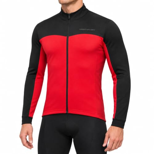 Przewalski Radtrikot Herren Winter Thermo Langarm 3 Rückentaschen | Fleece-Innenfutter, YKK Full Zip, Silikon-Saum, längerer Rücken, 3 Rückentaschen, Rennrad MTB Winter