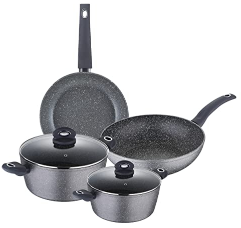 San Ignacio Set 6pc batería de Cocina Aluminio Forjado, inducción, Orion, Gris
