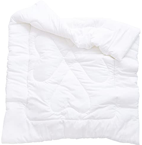 J-pinno Boys Girls Crib Toddler White Comforter Down Alternative Quilt Lightweight Duvet Insert for Summer Machine Washable (47 X 59, White 1.3 pounds)