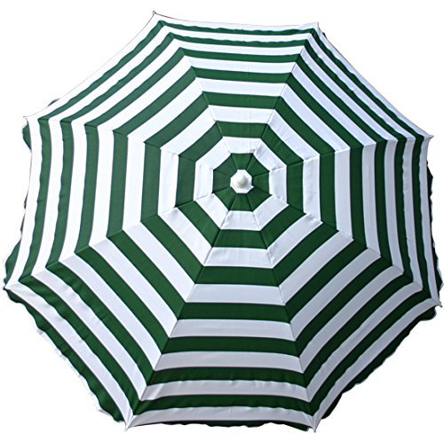 Green Bay Green-White 180cm Garden Beach Umbrella Patio Tilting Parasol Sun Shade Protection Outdoor