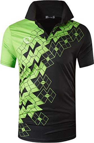 jeansian Herren Polo-Shirt für Sport im Freien, schnell trocknend, kurzärmelig. - Grün - X-Groß